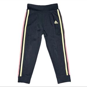 Adidas Black Pull On Jogger Sweat Pants Yellow Pink NWOT 4T
